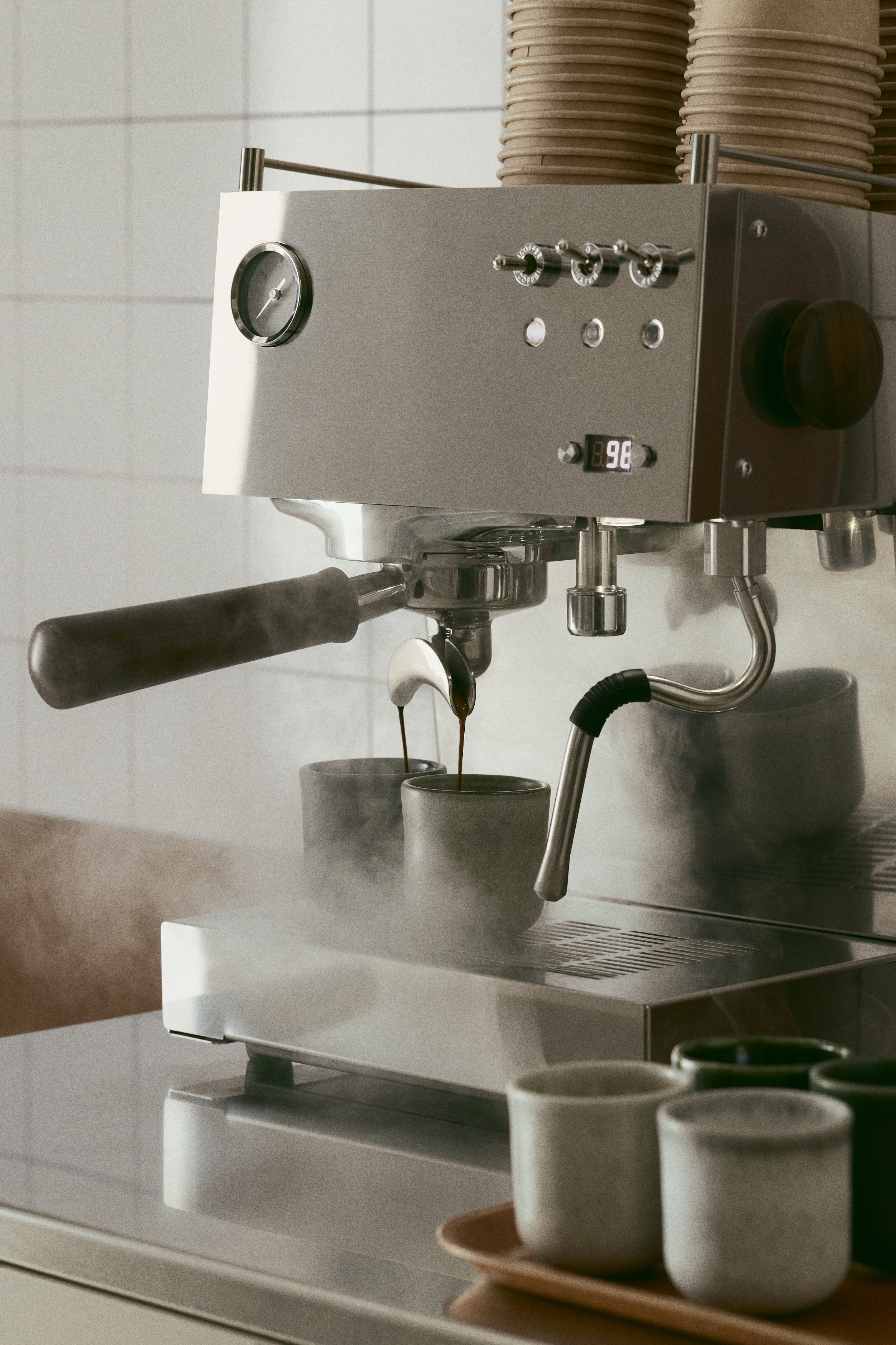 4-pack Espresso Cups - Light gray/beige/Dark green