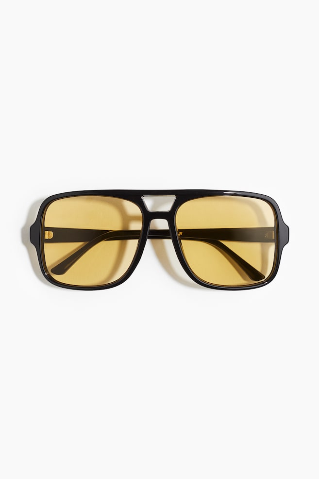 Aviator-style sunglasses - Black/Yellow - 1