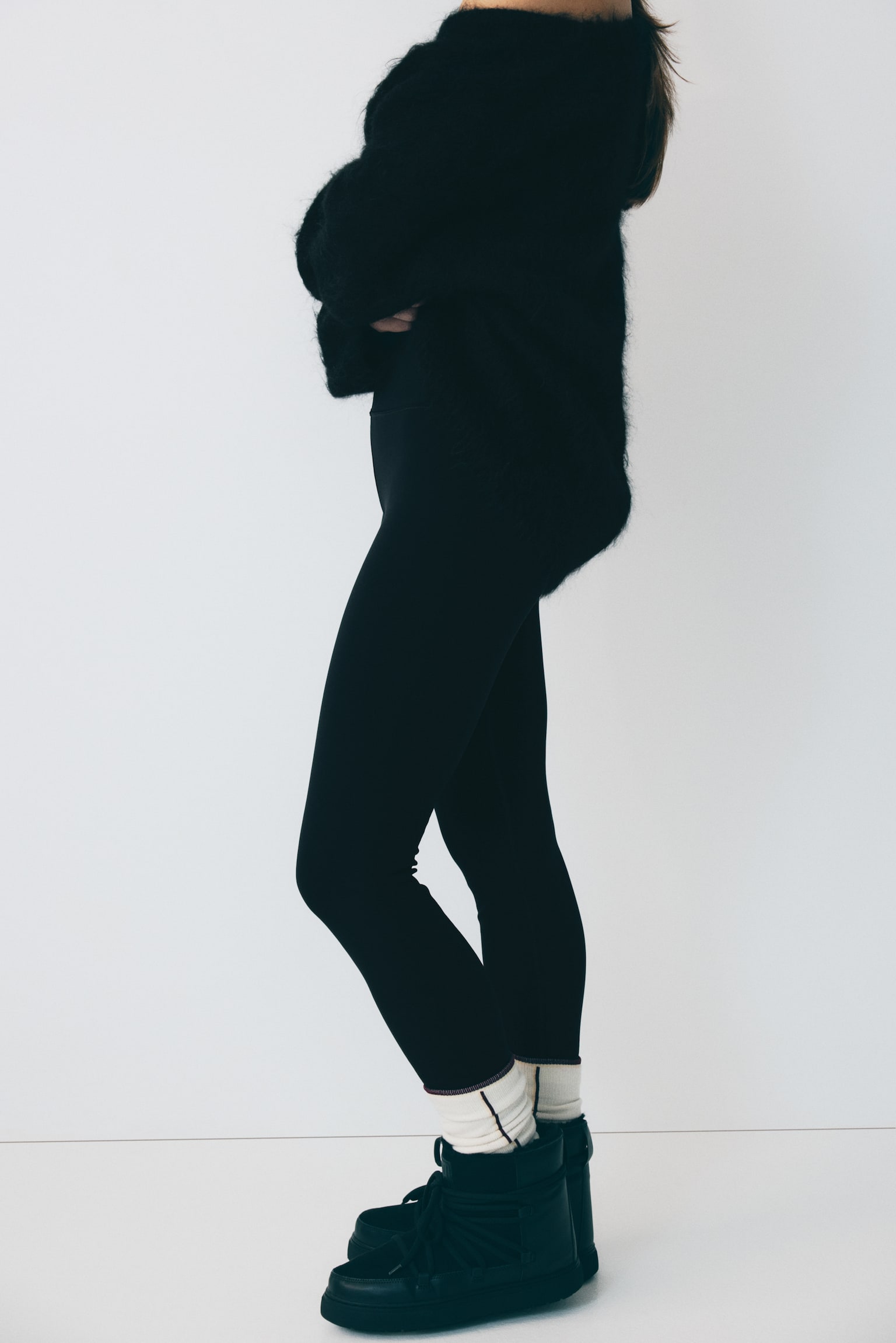 Warming träningsleggings med ThermoMove™ - Svart/Varm brun - 4