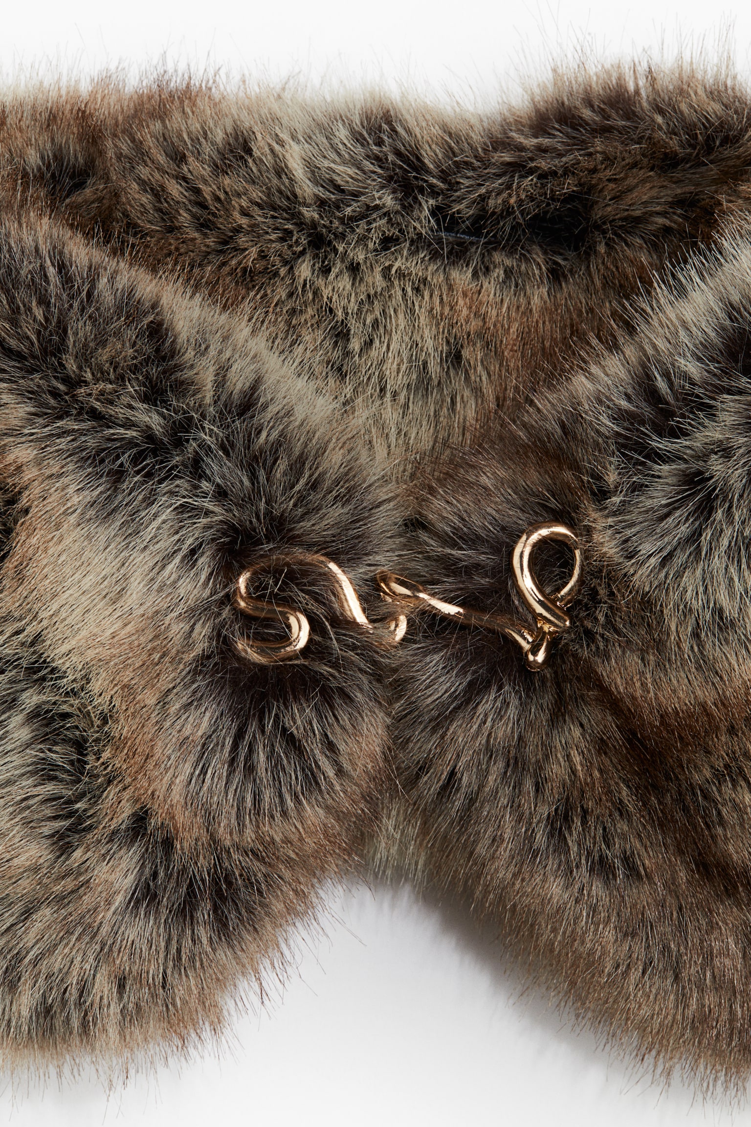 Fluffy collar - Brown/Light beige - 2
