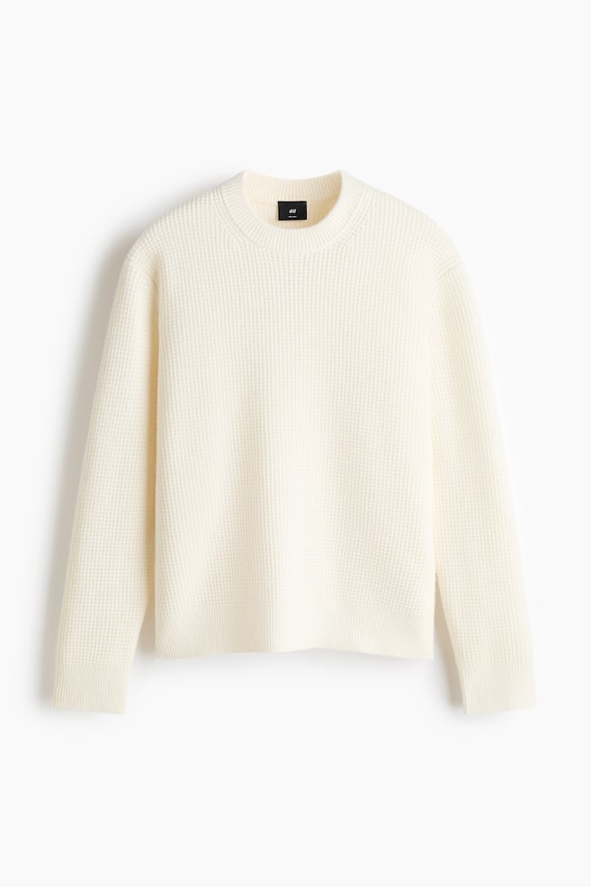 Pull Relaxed Fit - Crème/Jaune clair/Bleu marine/Gris foncé chiné - 1