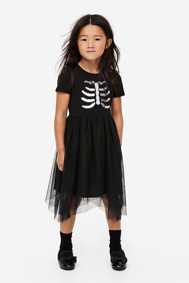 Tulle dress - Black/Skeleton - 2