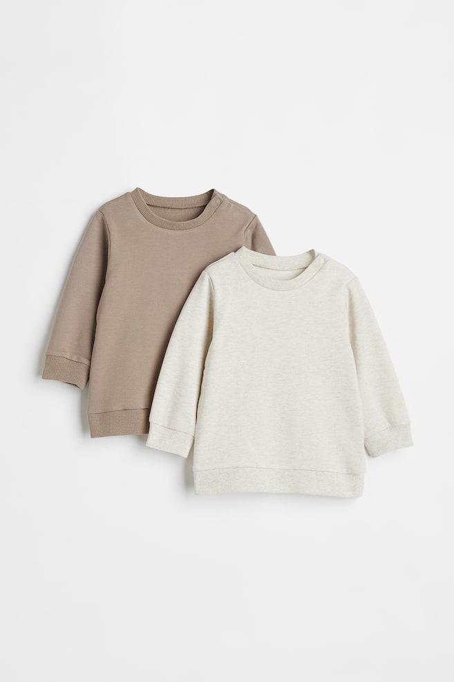 2-pack cotton sweatshirts - Mole/Natural white marl/Blue/Light grey marl/Light pink/Dark red/Black/Light grey marl/dc - 1