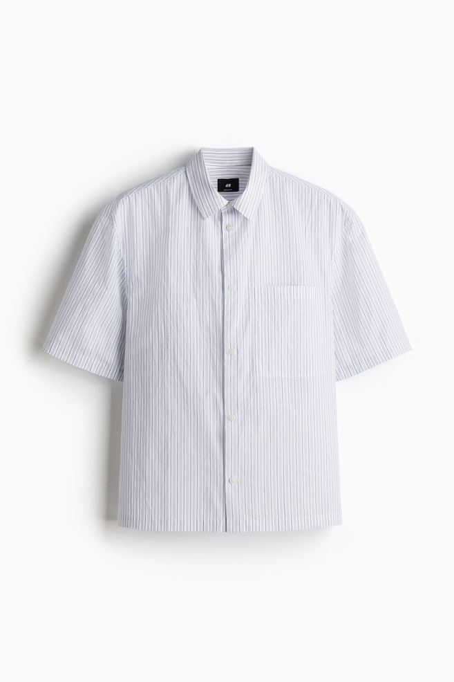 Regular-Fit Short-Sleeved Shirt - White/gray striped - 1