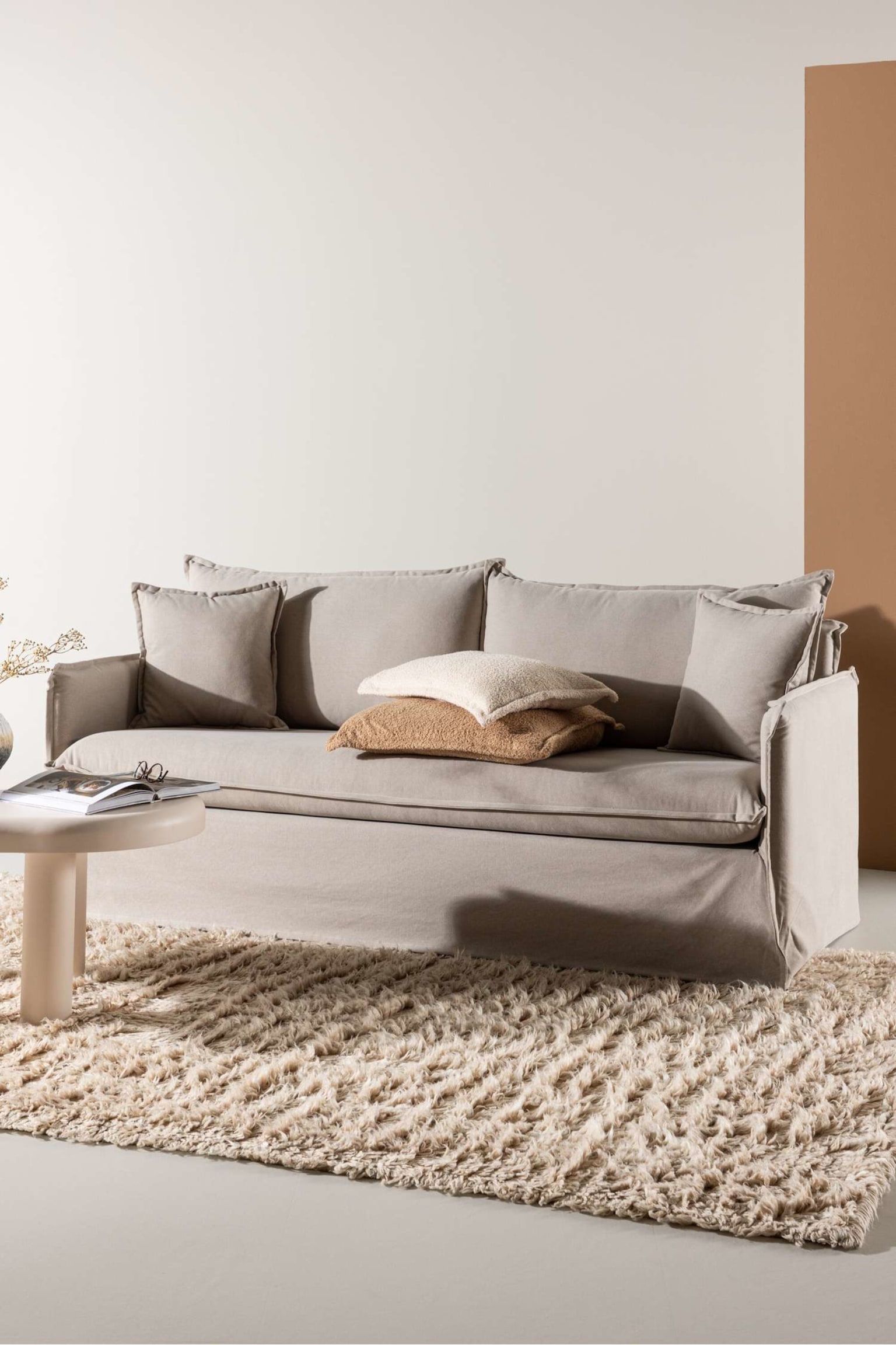 Nova 3-sits Soffa - Polyester Linne, Brun - 2