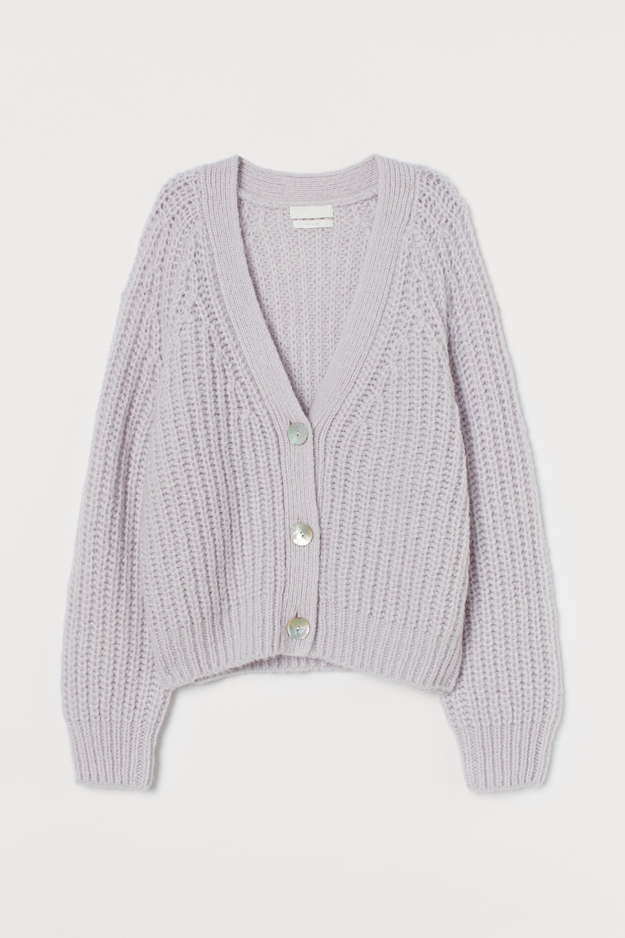 View larger image: Ribbed wool-blend cardigan - Light grey/V-neck - Ladies | H&M HK 1