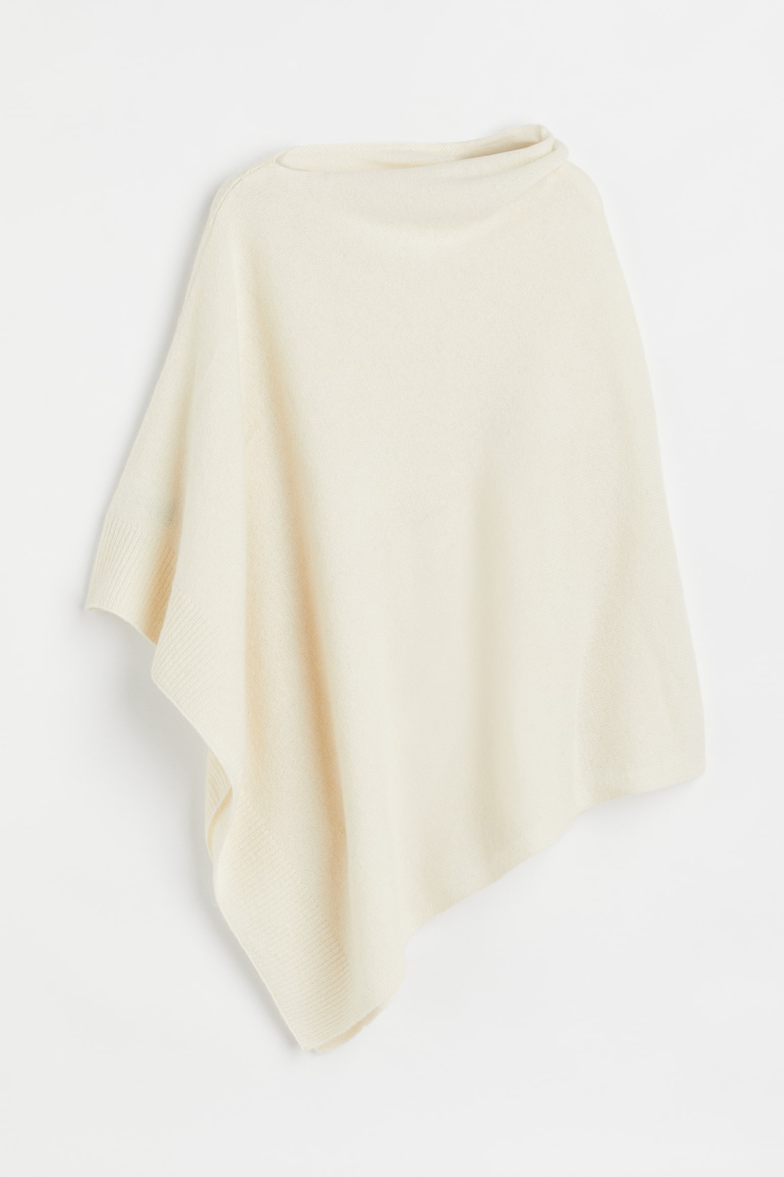 Fine Knit Cashmere Blend Poncho - Cream - 1