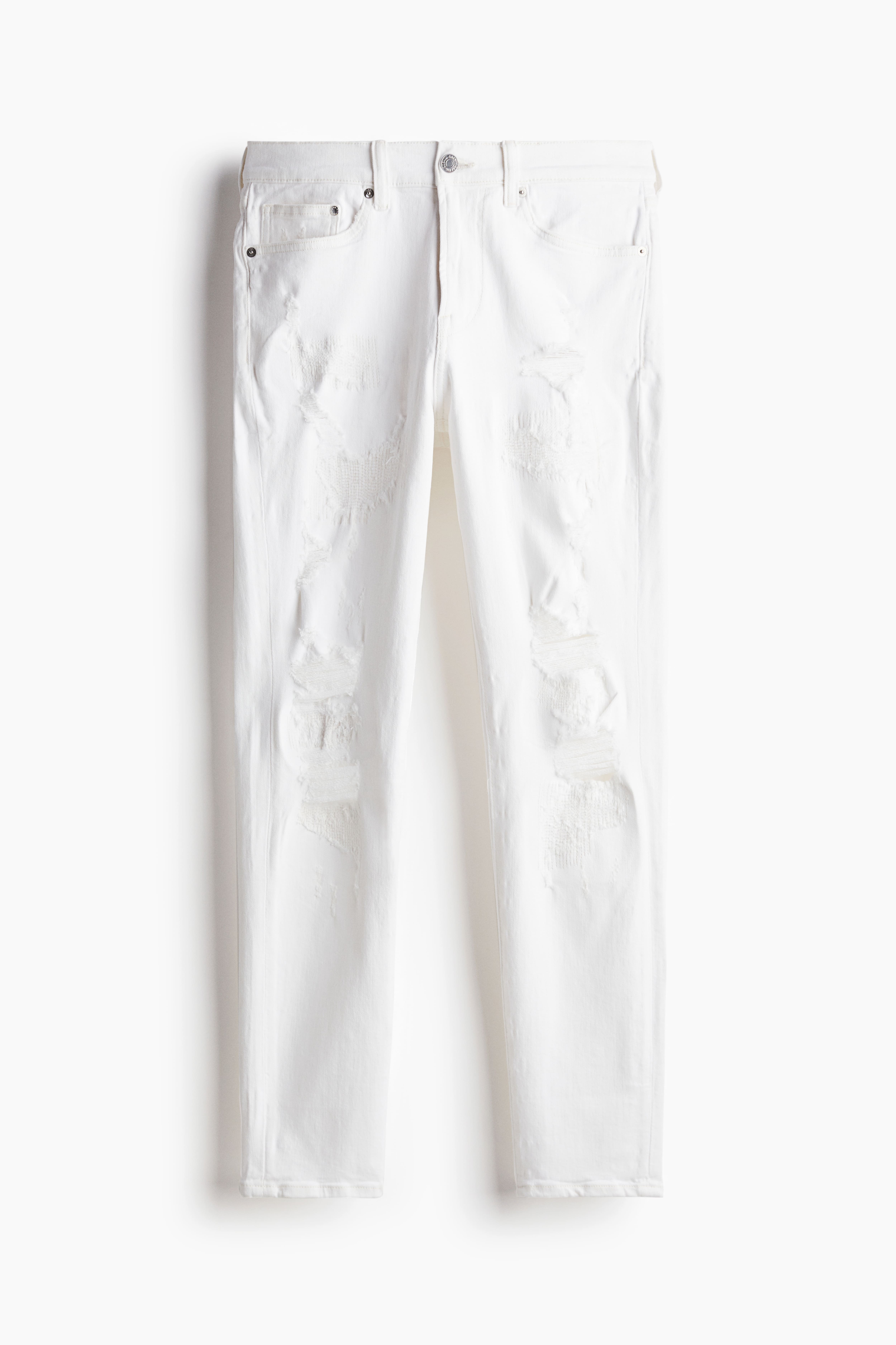 White ripped fashion jeans mens slim