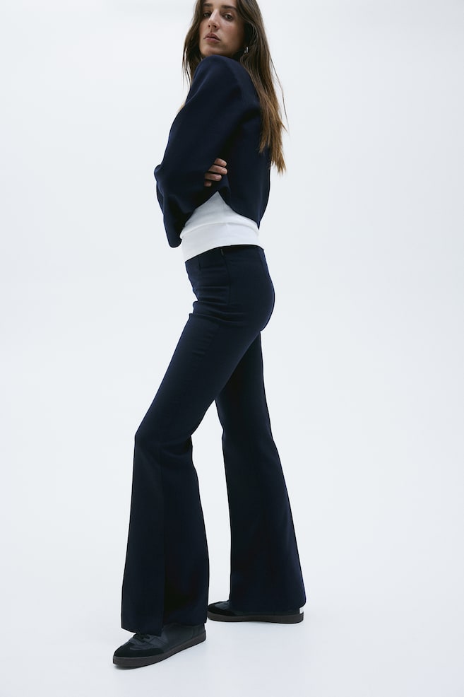 Flared twill trousers - Navy blue/Black - 6