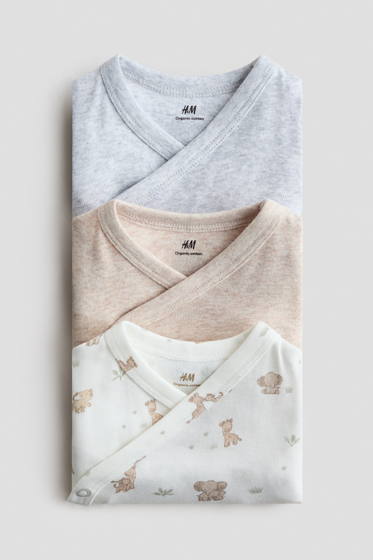 Body incrociati 3 pezzi - Grigio chiaro mélange/animali/Beige chiaro/animali/Rosa polvere chiaro/fiori/Turchese chiaro/righe/Bianco/fiori - 3