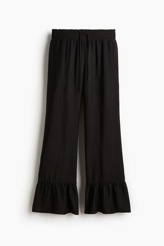 Ruffle-Trimmed Drawstring Pants - Dark gray - 1