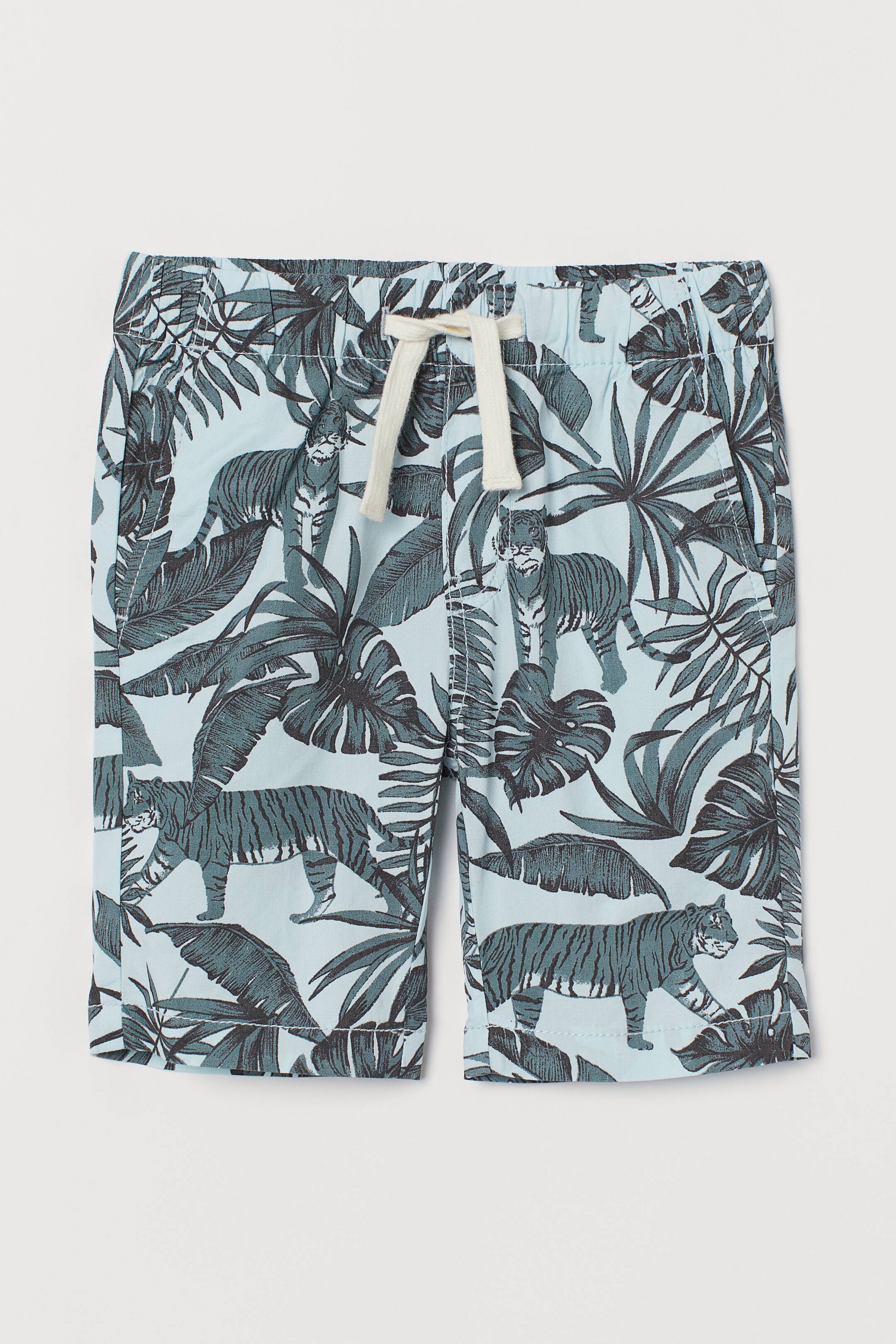 View larger image: Cotton shorts - Light turquoise/Tigers - Kids | H&M HK 1