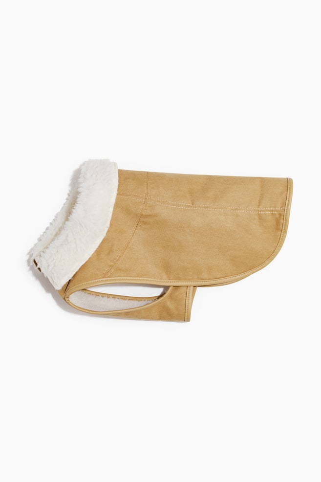 Teddy-lined dog coat - Beige/Dark brown - 1