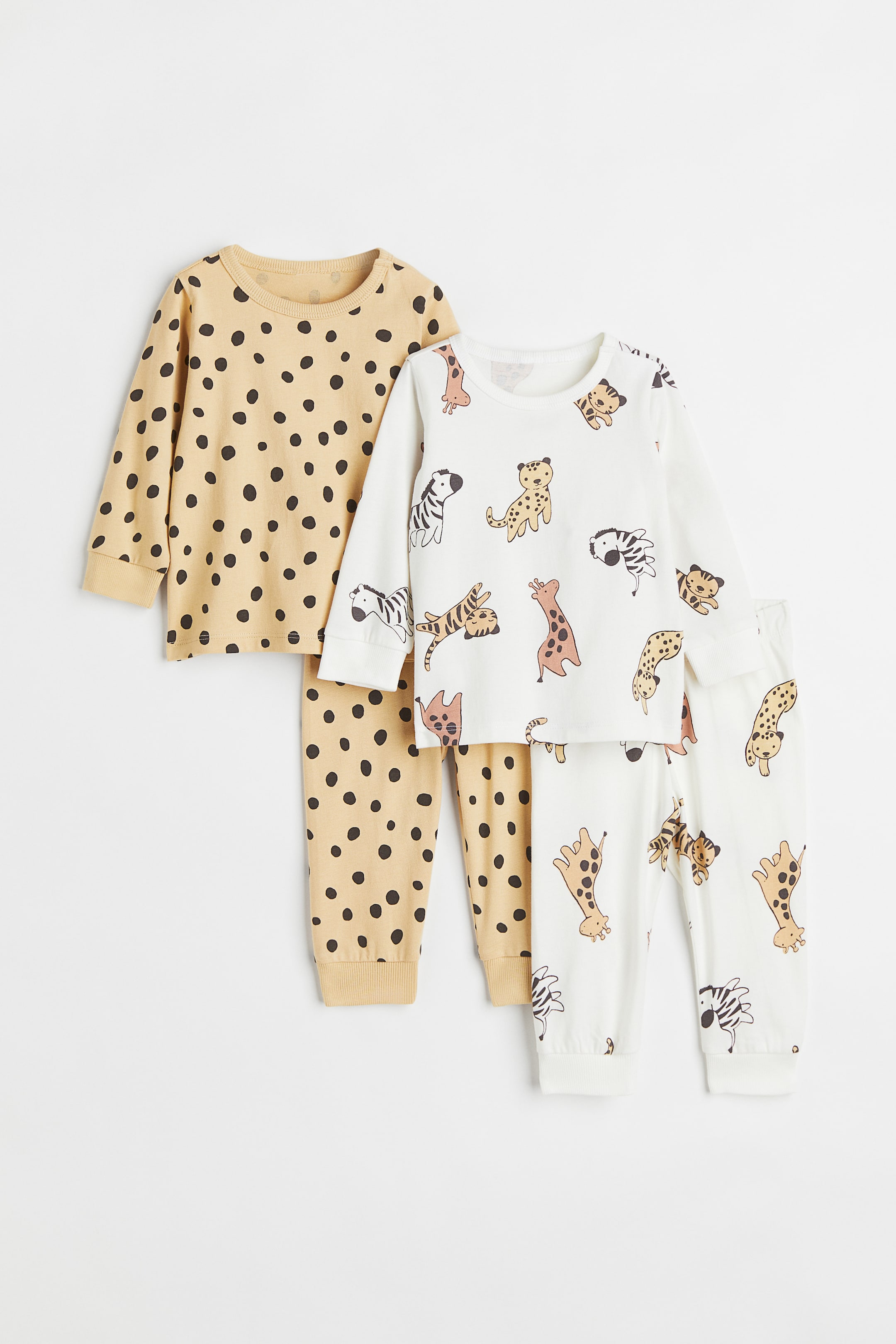 2-pack Printed Cotton Pajamas - Round Neck - Long sleeve - Beige ...