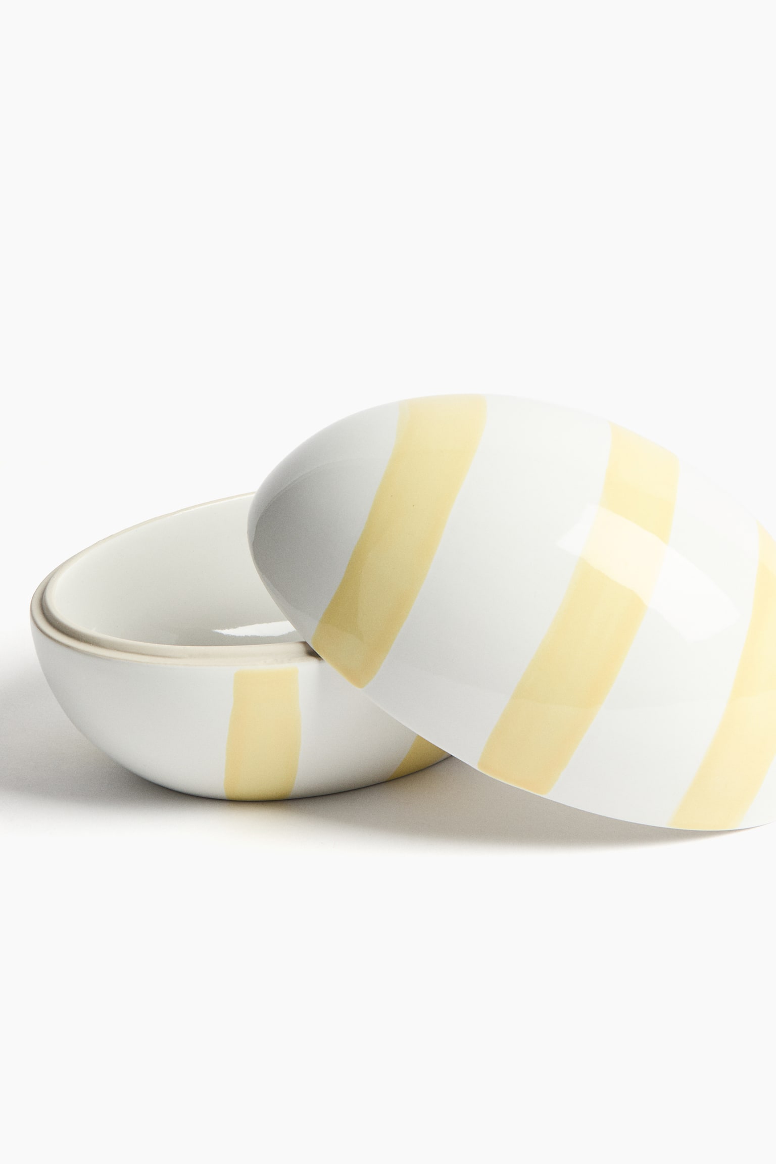 Egg-shaped ceramic jar - White/Yellow - 2