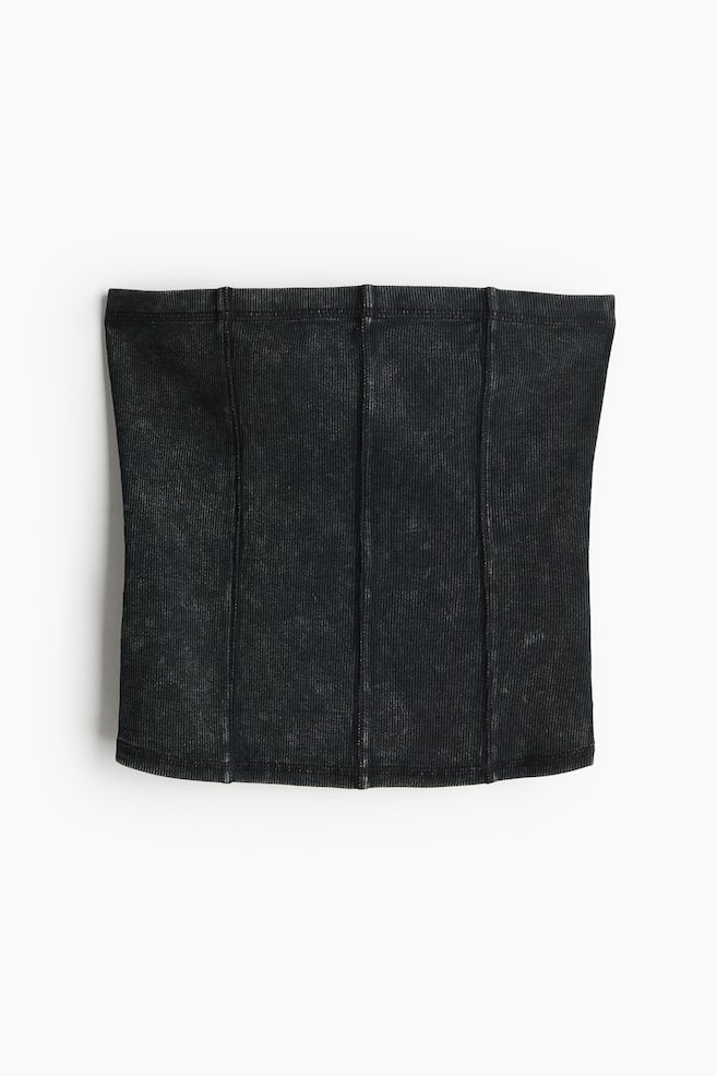 Top de tubo en canalé con costuras planas - Negro/Lavado - 1