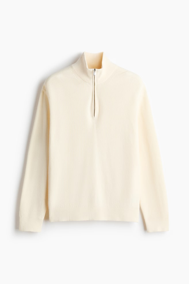 Regular-Fit Half-Zip Sweater - Cream/Black - 1