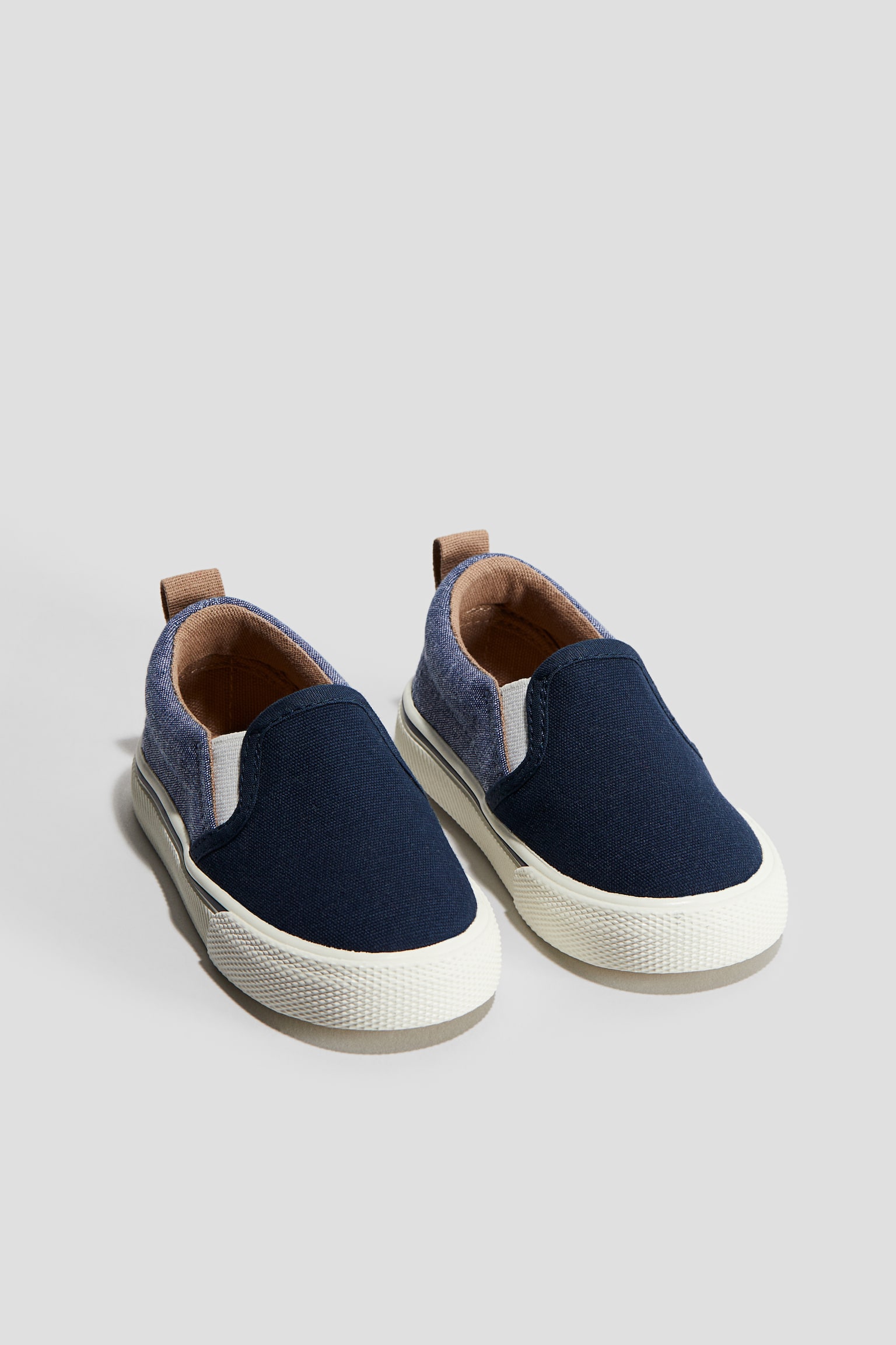 Cotton Canvas Slip On Sneakers - Navy blue/White - 1