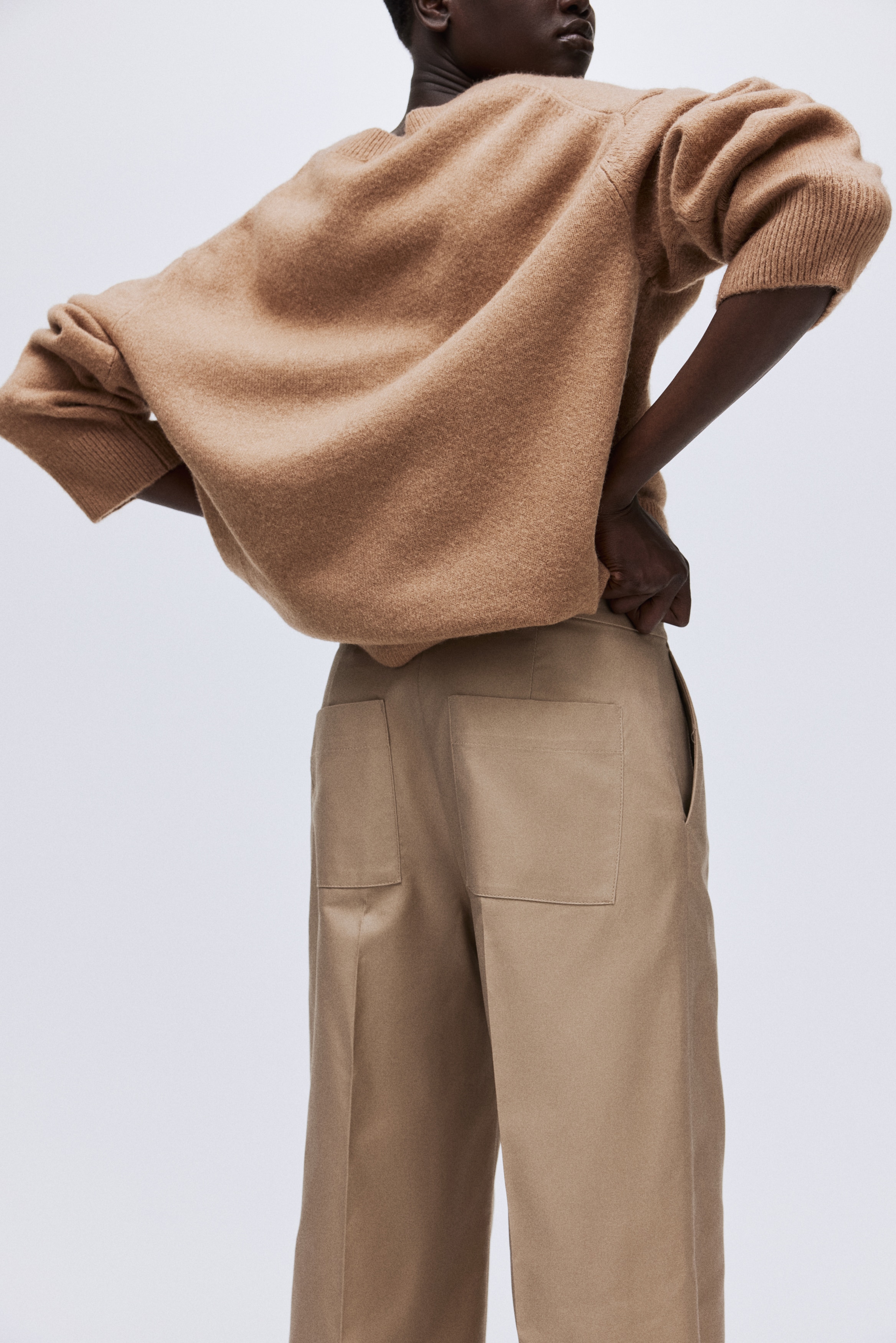 Wide twill trousers