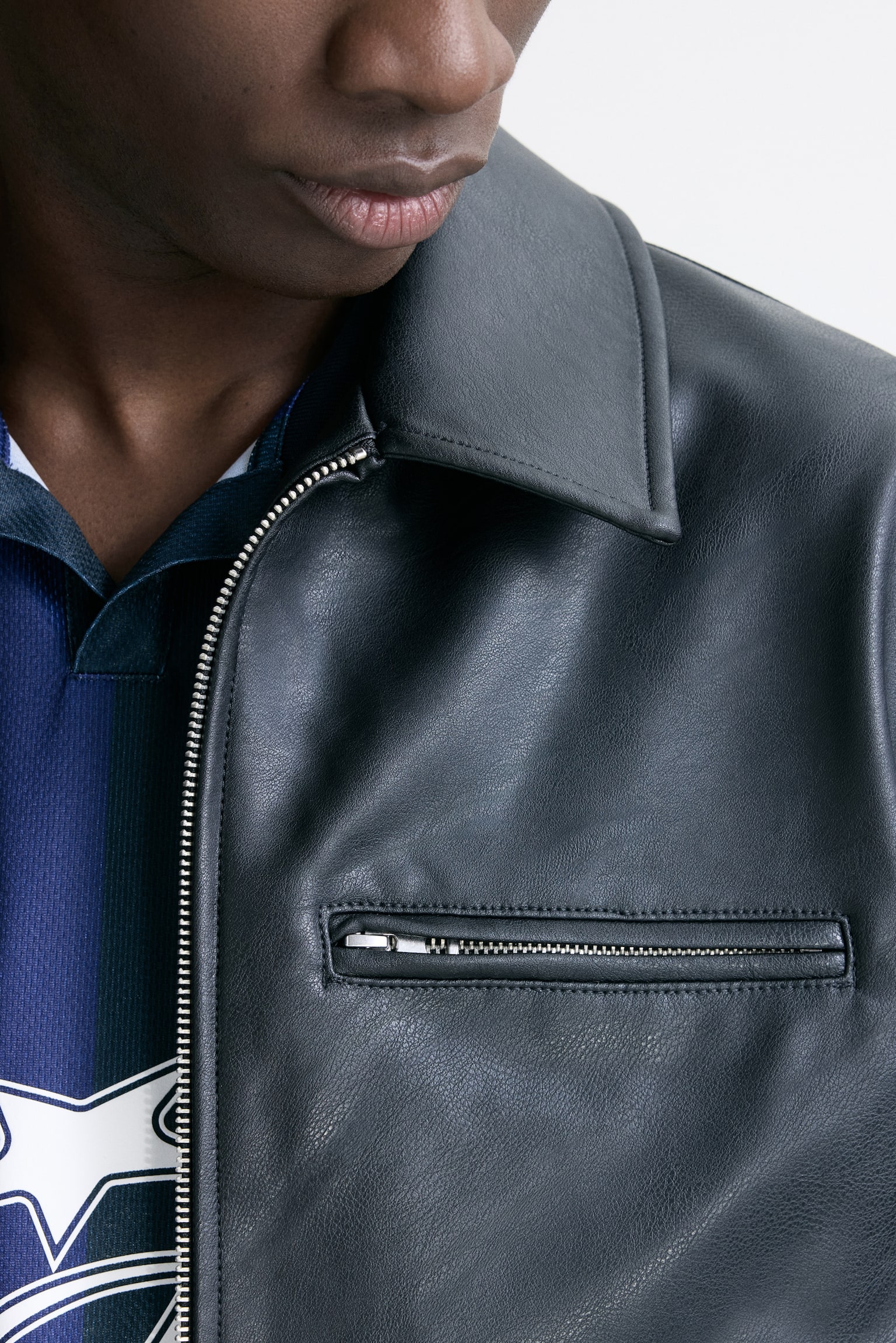 칼라 재킷 - 블랙/다크 베이지 - 8