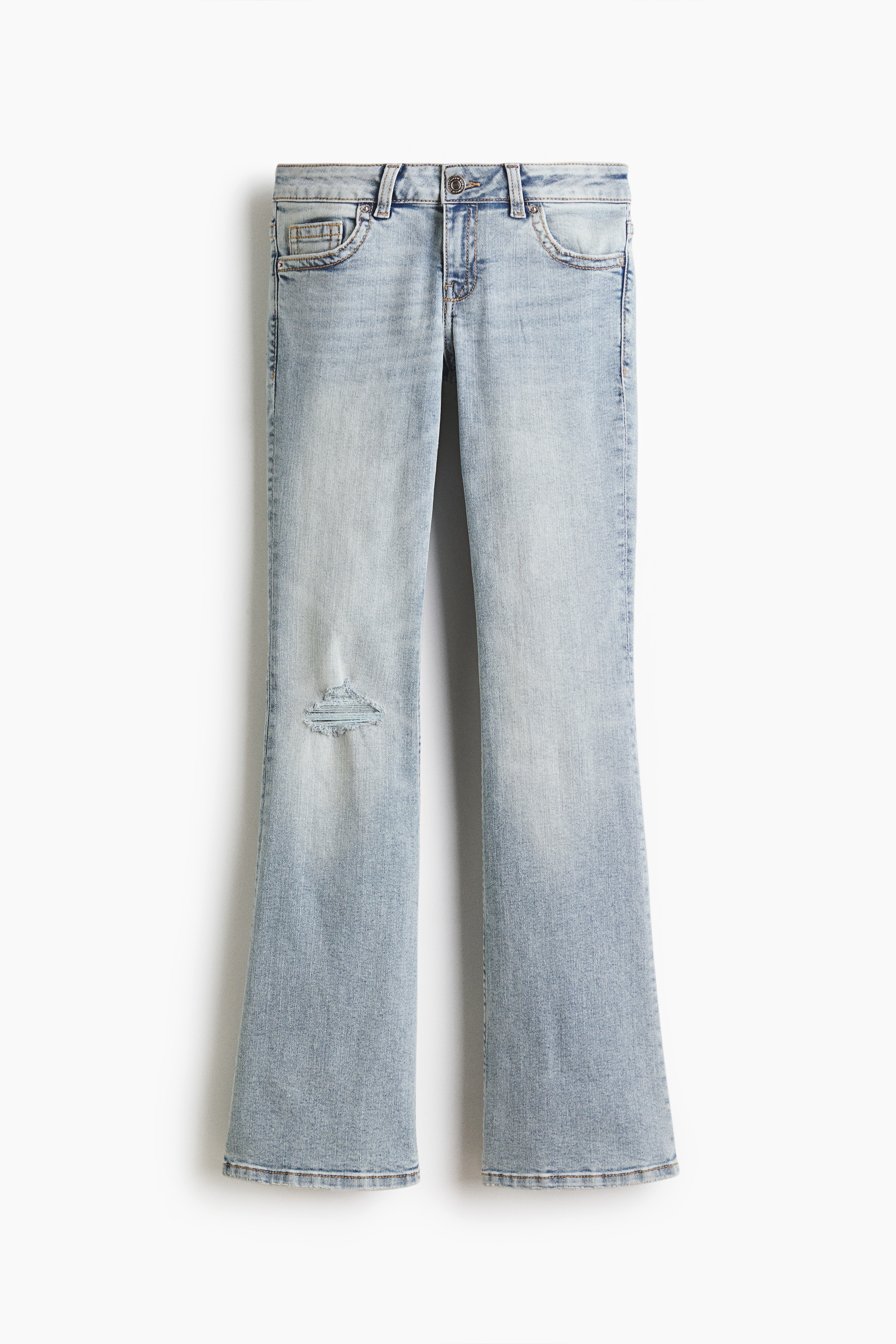 Flared Low Waist Jeans - Helles Denimblau/Denimblau/Weiss
