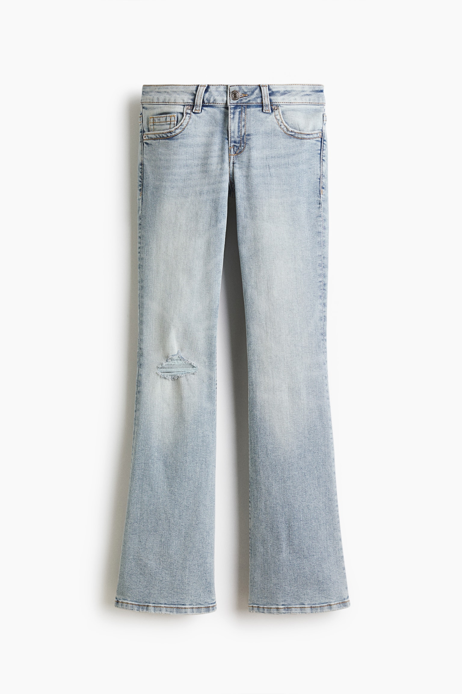 Flared Low Waist Jeans - Helles Denimblau/Denimblau/Weiß - 2