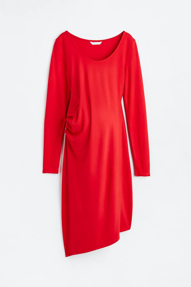 Asymmetric jersey dress - Red - 1