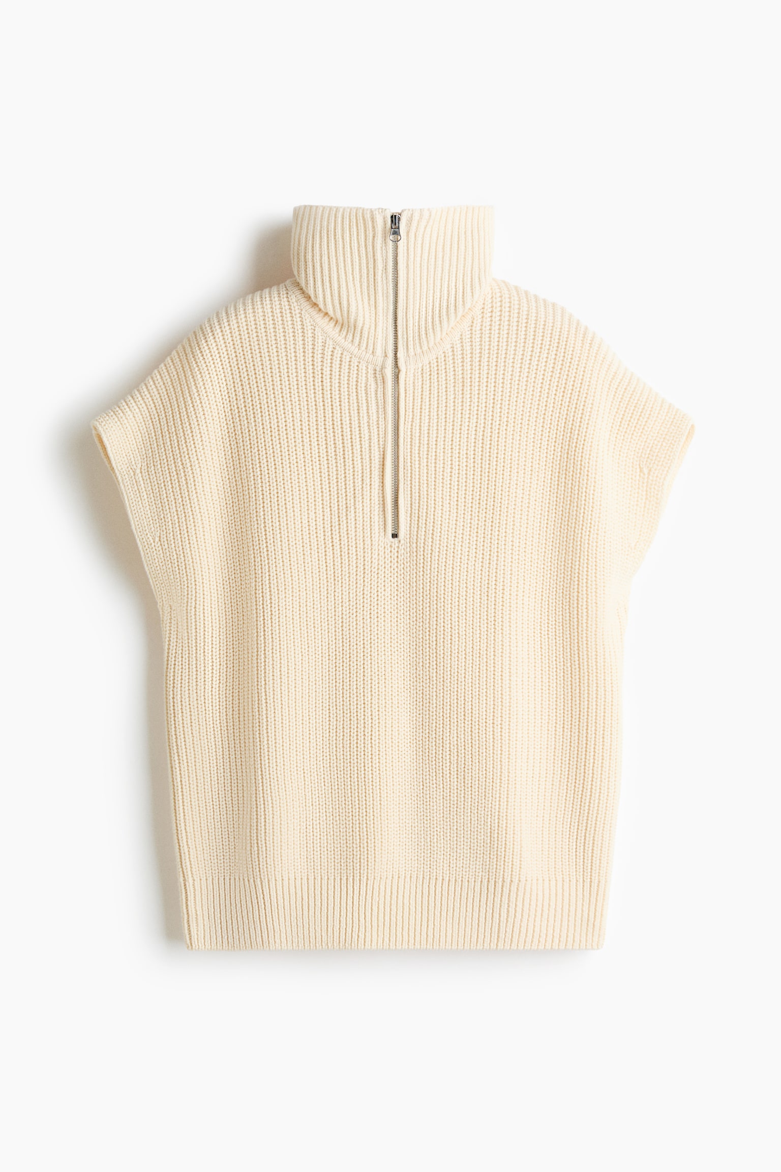 Rib-knit zip-top sweater vest - Cream - 2