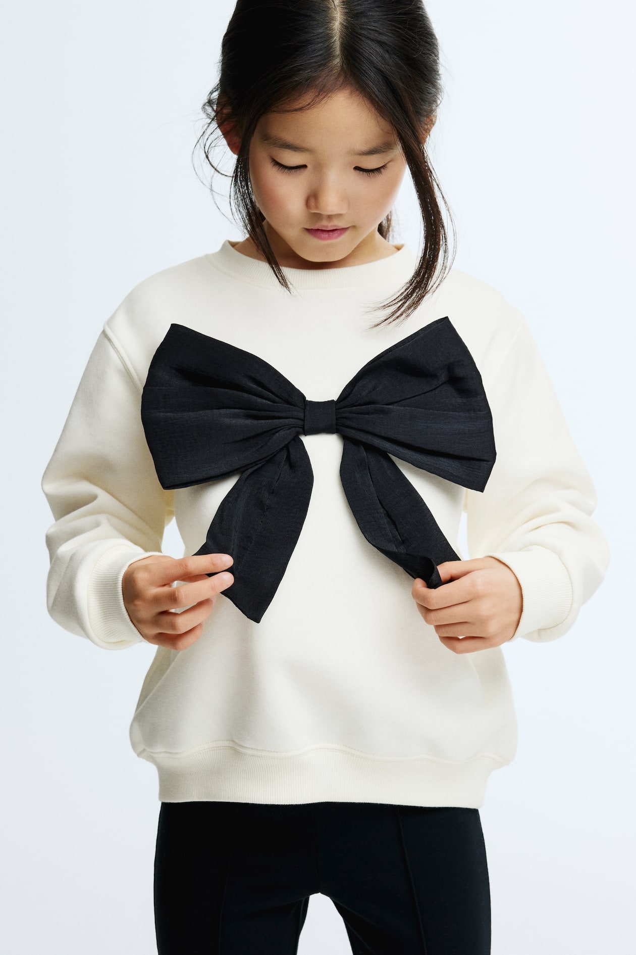 White/bow Bow-Detail Sweatshirt for kids | H&M CA