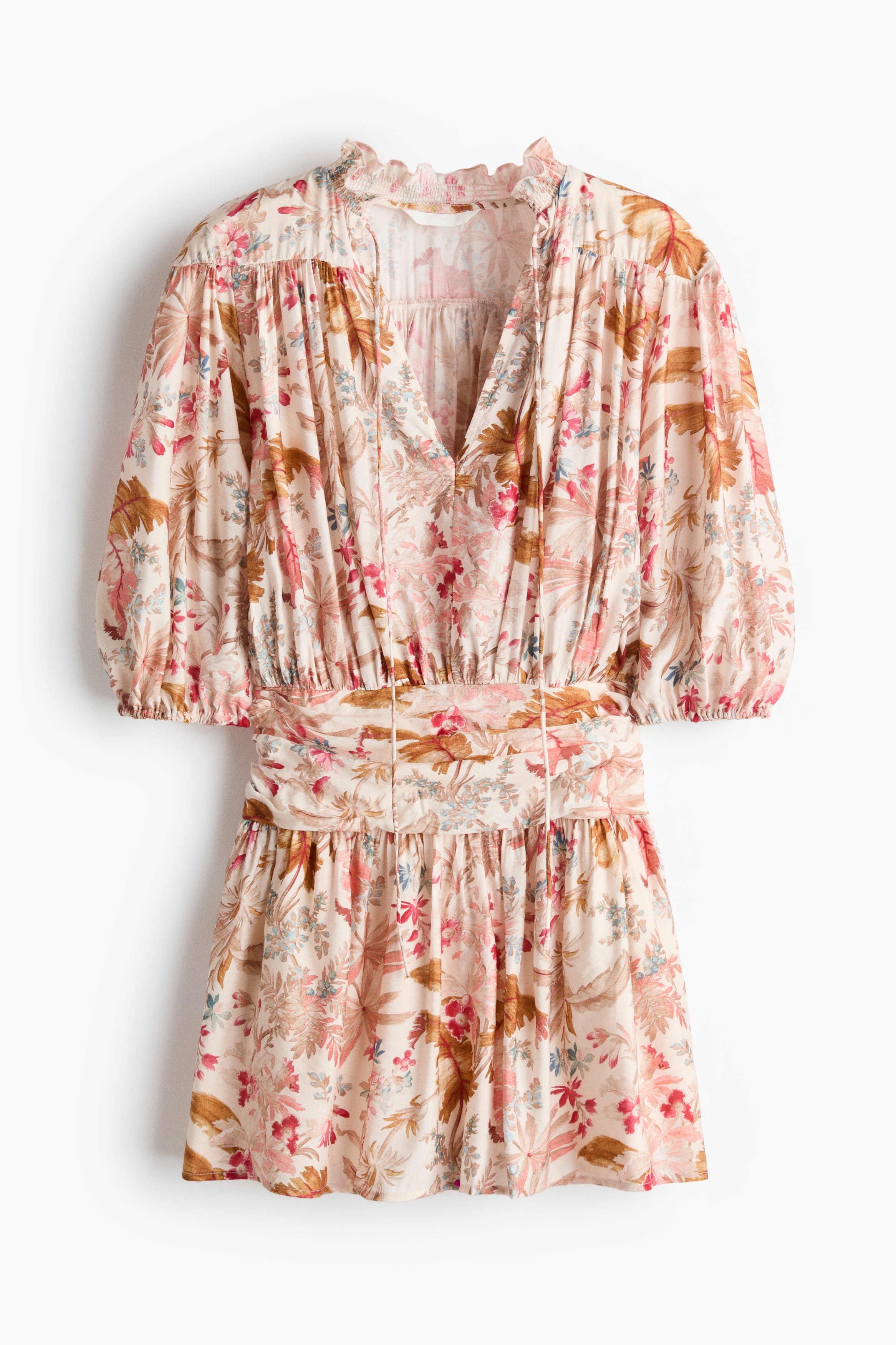 Draped tunic dress - Peach pink/Floral/Light beige/Polka dot/Cream