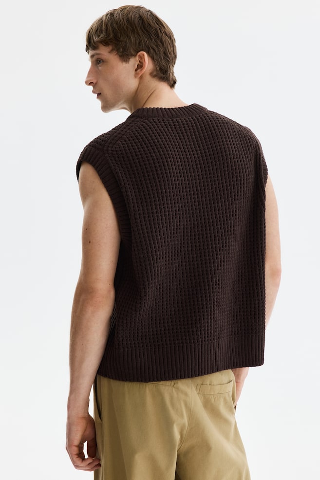 Regular-Fit Sweater Vest - Dark brown/White - 3