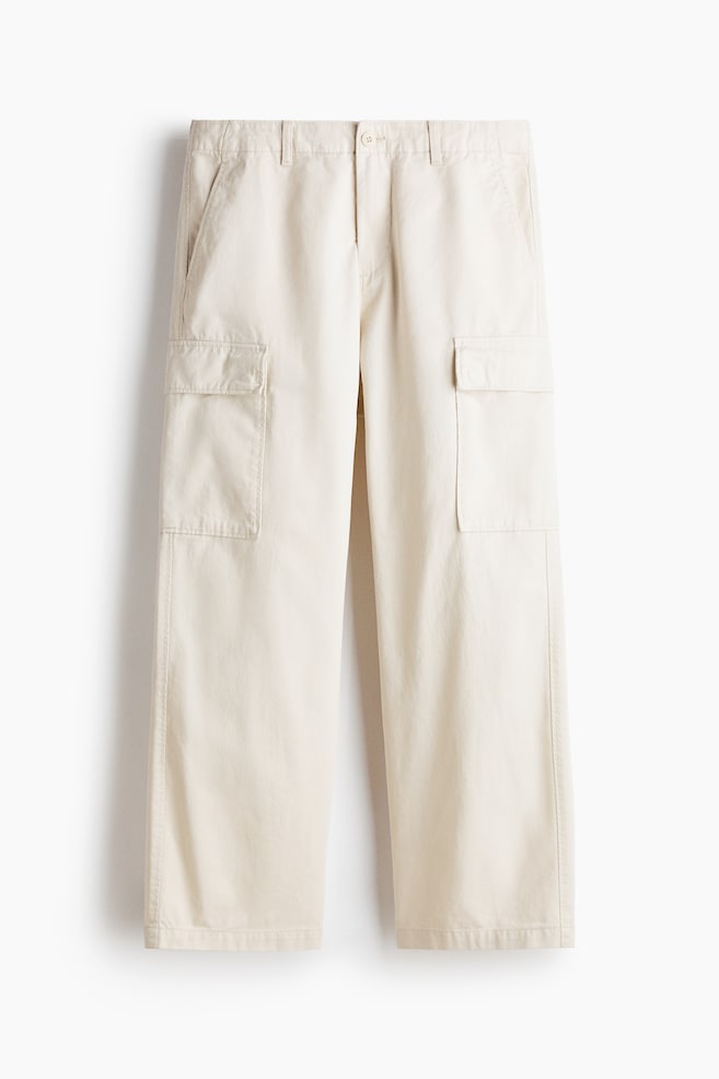 Relaxed-Fit Cotton Cargo Pants - Cream/Black - 1