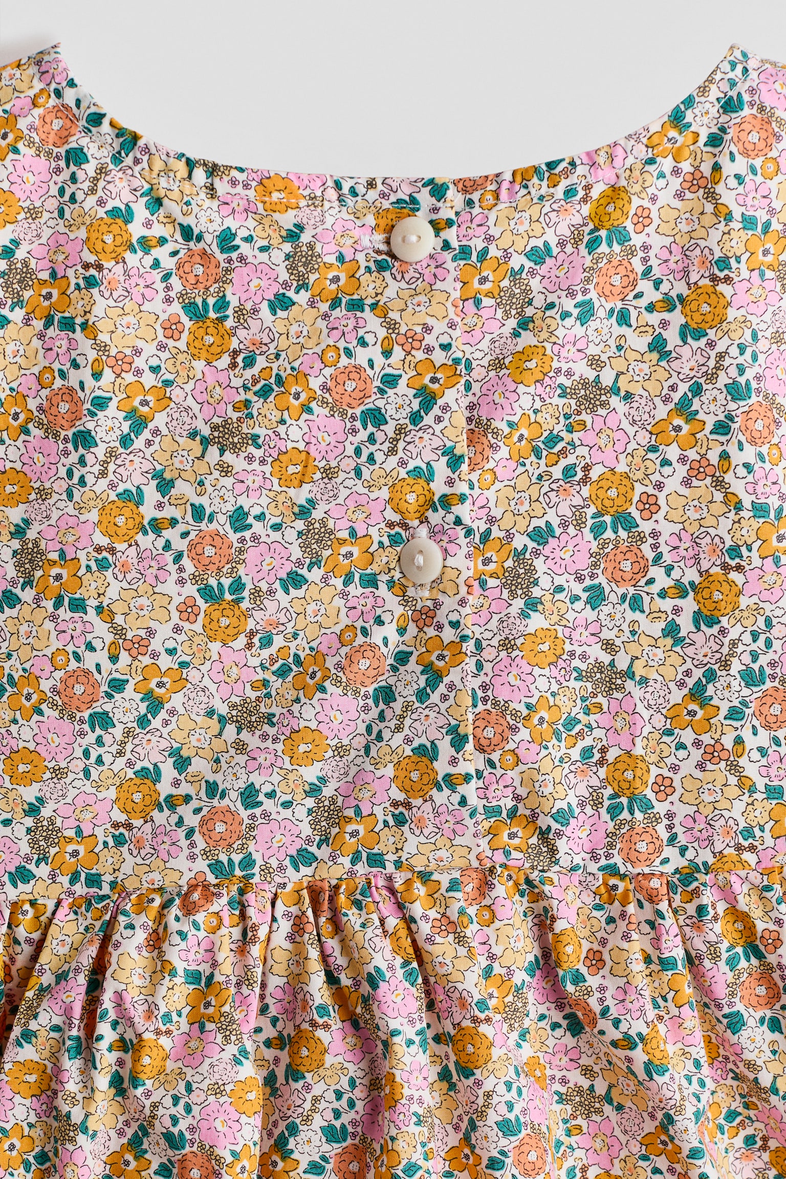 Bedrucktes Baumwollkleid - Gelb/Geblümt/Blau/Geblümt - 2