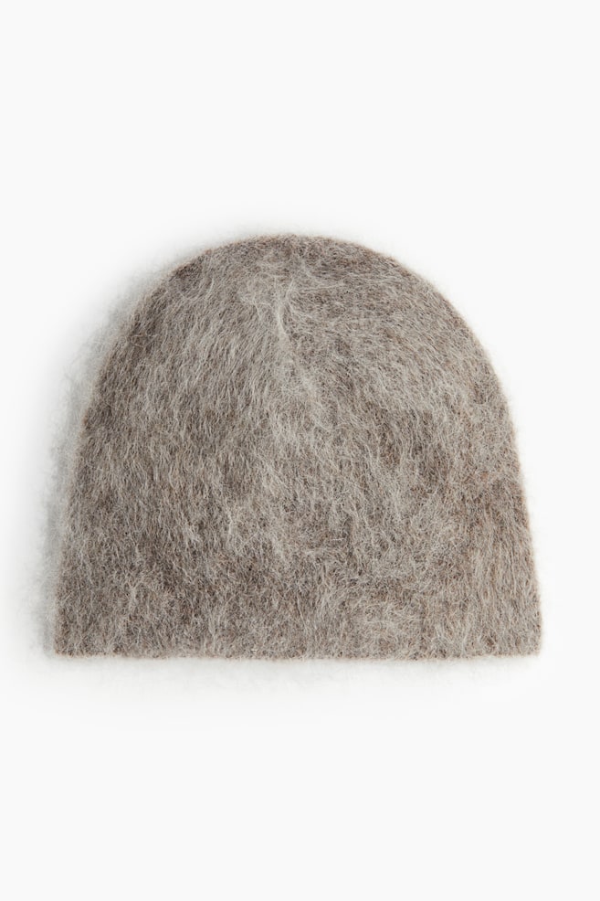 Gorro beanie en mezcla de mohair - Beige grisáceo/Gris jaspeado/Marrón oscuro - 1