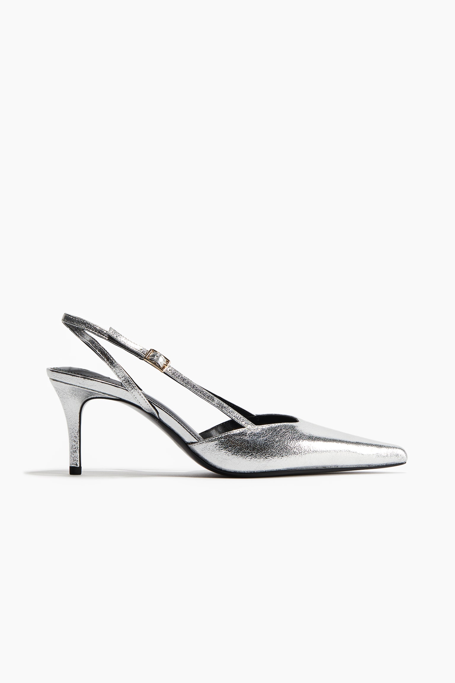 Pointed slingback court shoes - Silver-coloured/Black - 2