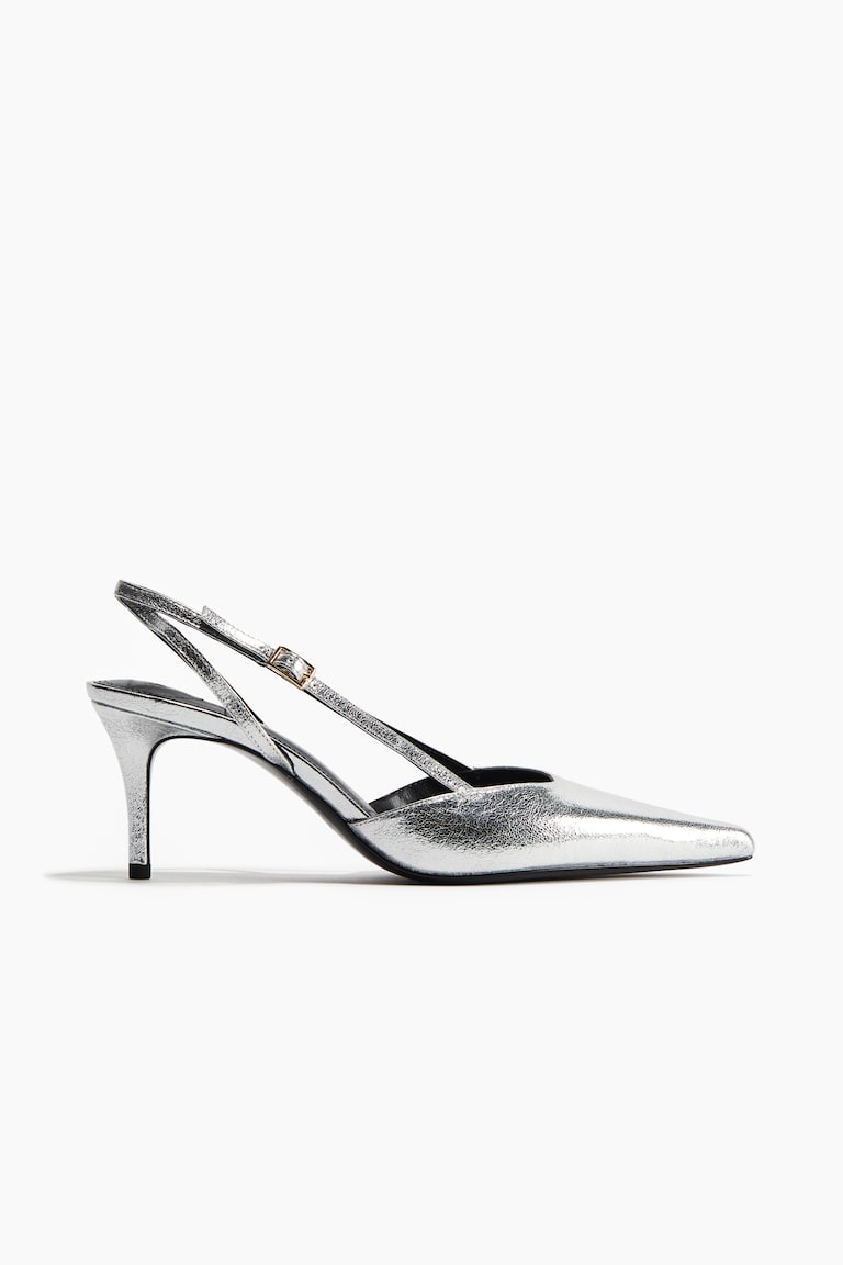 Pointed slingback court shoes Silver-coloured Ladies H&M GB
