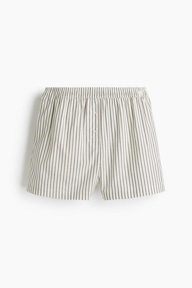 Poplin shorts - Cream/Dark brown striped/White/Light blue striped/White/Pinstriped/Light blue - 1