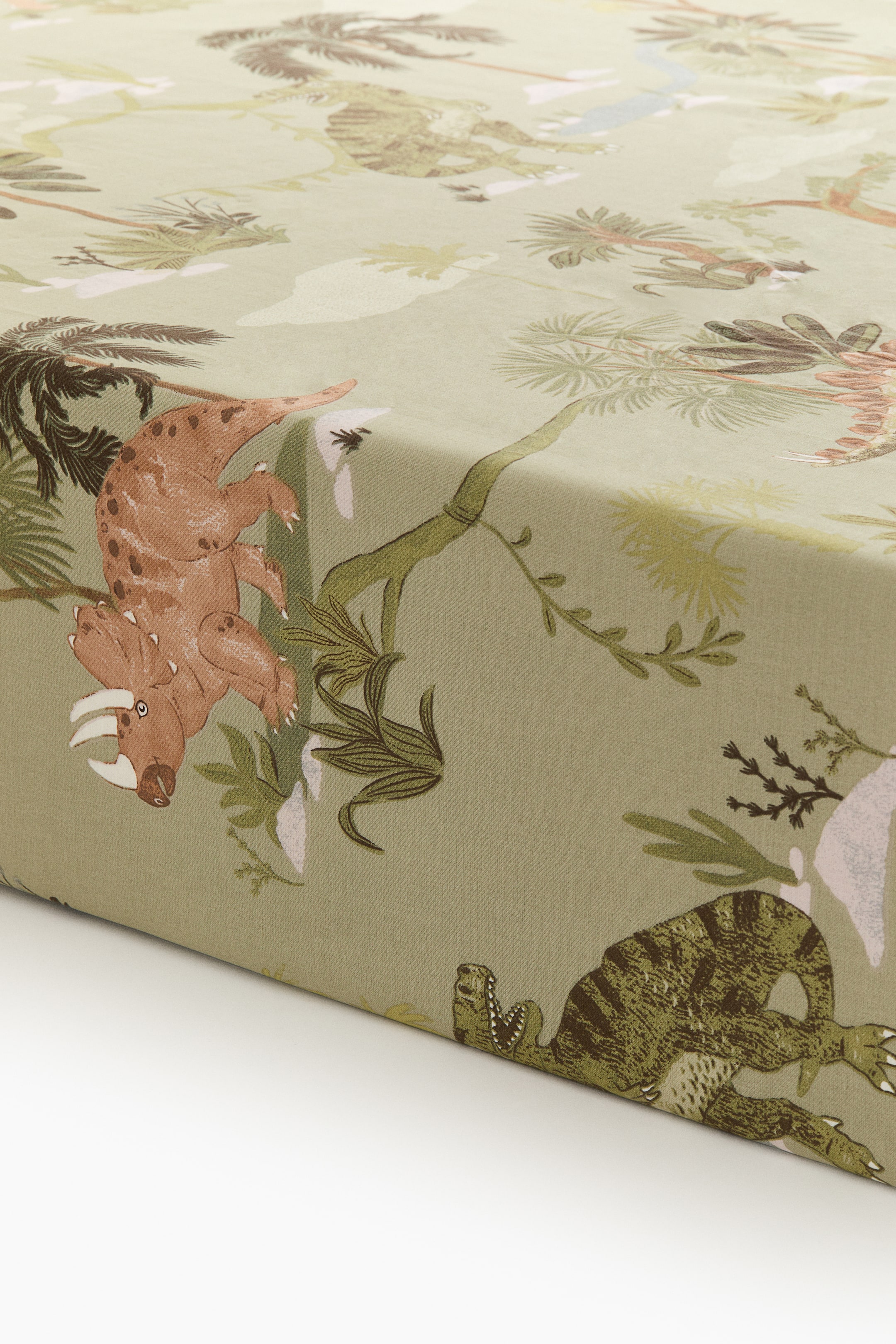 Visualizza immagine più grande: Lenzuolo con angoli in cotone fantasia - Verde/dinosauri - HOME | H&M IT 1