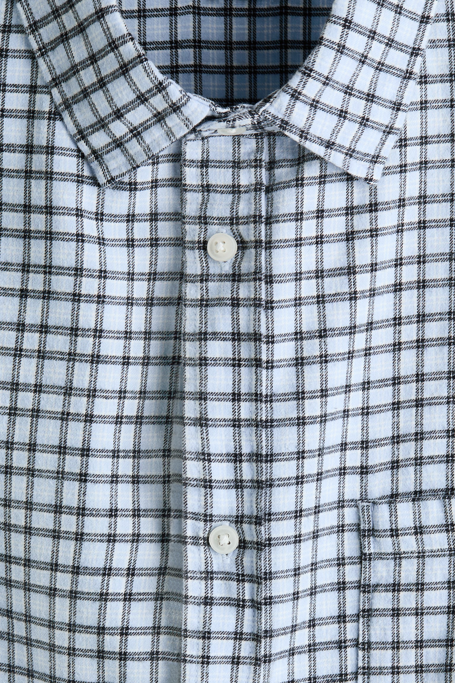 Relaxed Fit Cotton flannel shirt - Light blue/Checked/Light green/Checked - 3