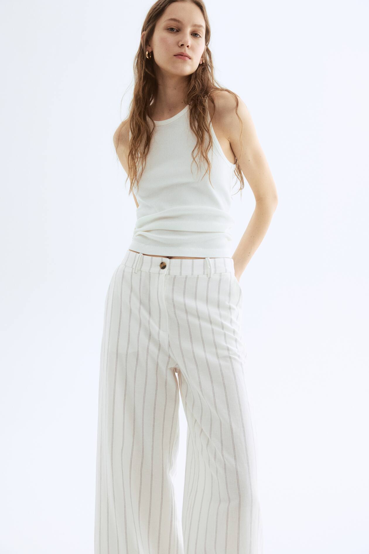 Wide-Leg Linen-Blend Pants - image 3
