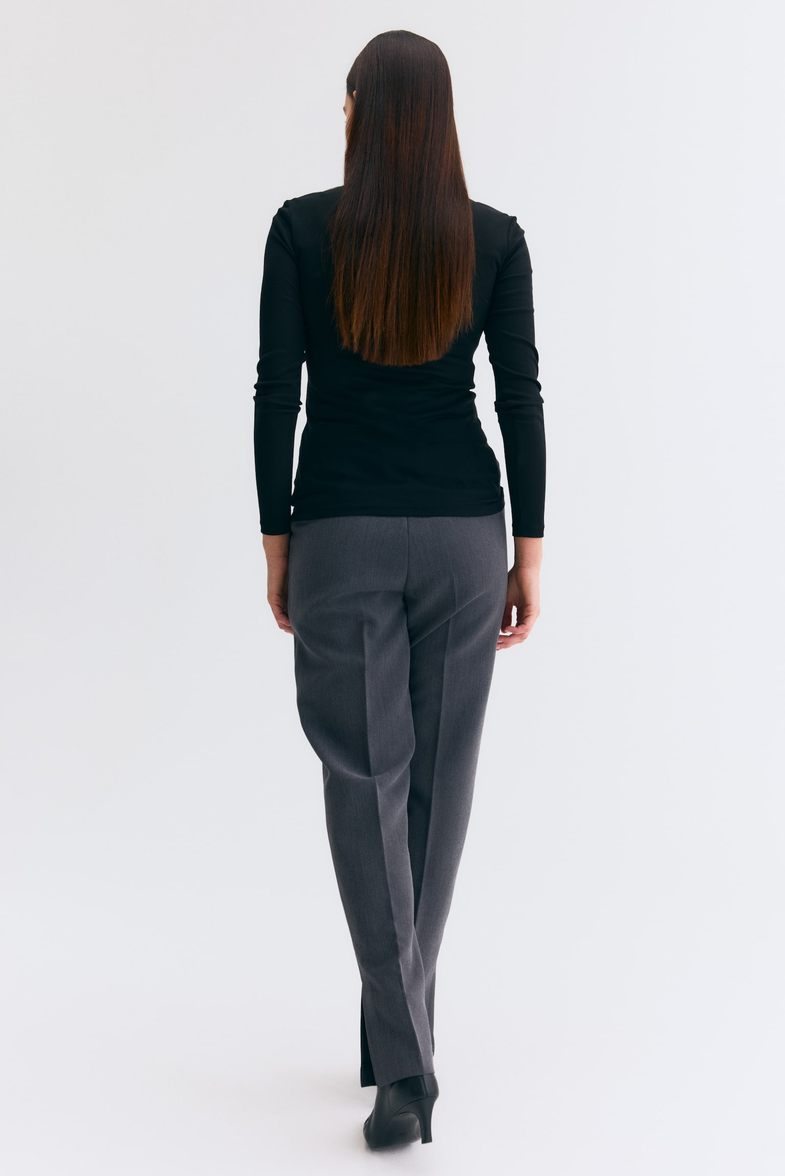 MAMA Pantalon avec fente en bas de jambe - Gris foncé/Noir - 6