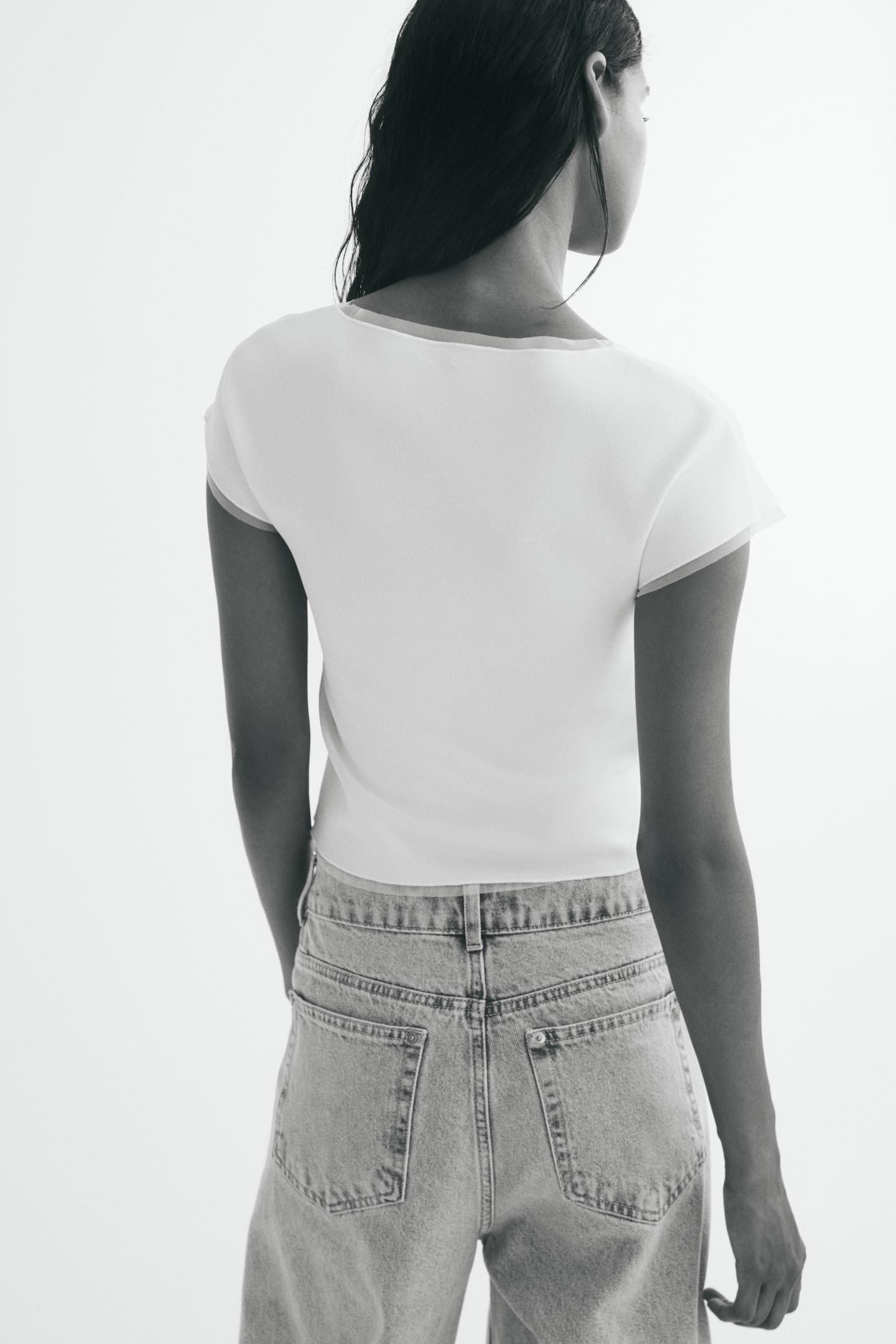 Женский топ H&M Ponte Square-Neck Top, цвет: Белый — фото 4