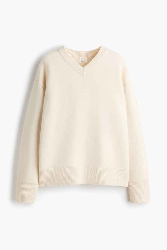 Pull en laine mélangée - Crème/Rouge vif - 1