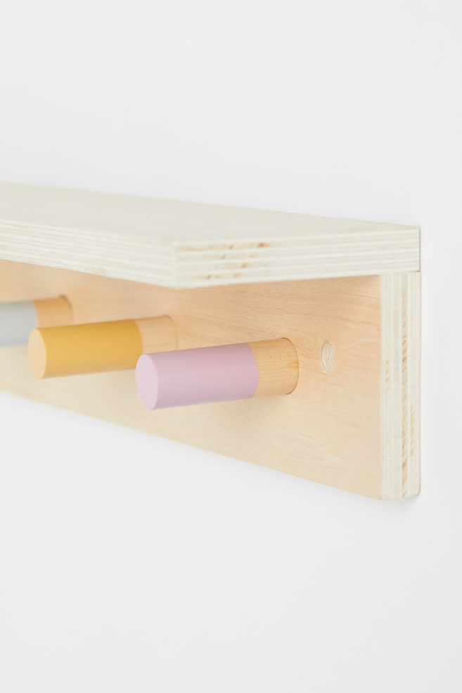 Five-peg wall shelf - Beige/Multicoloured - 2