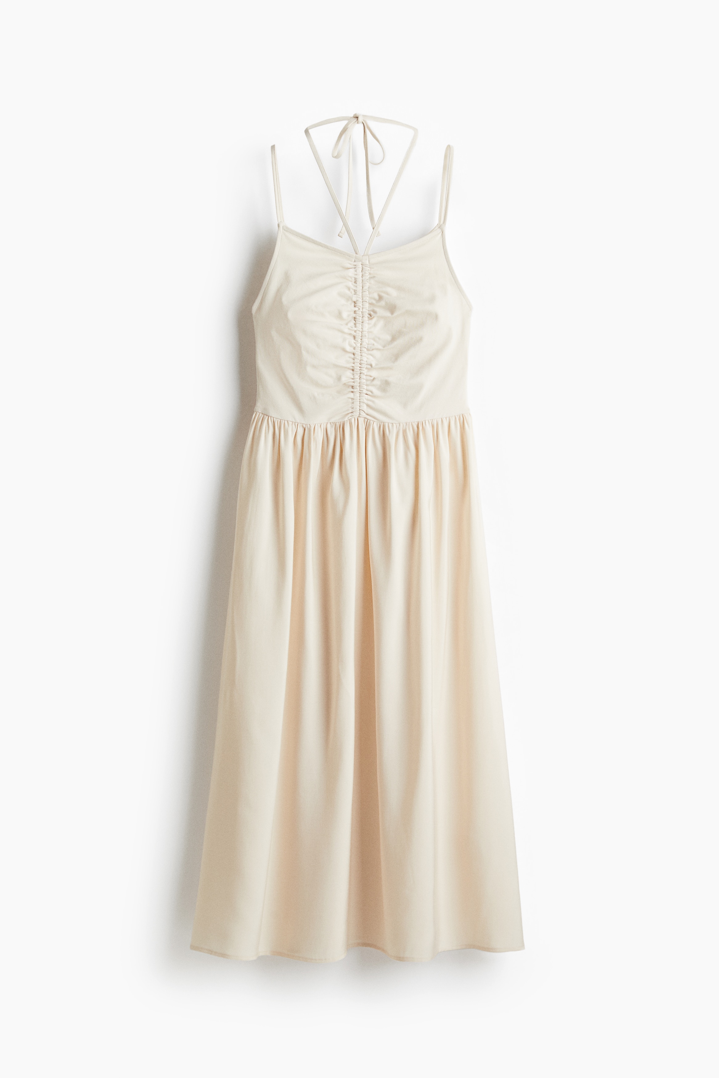 ドローストリングディテールワンピース - ライトベージュ/ブラック