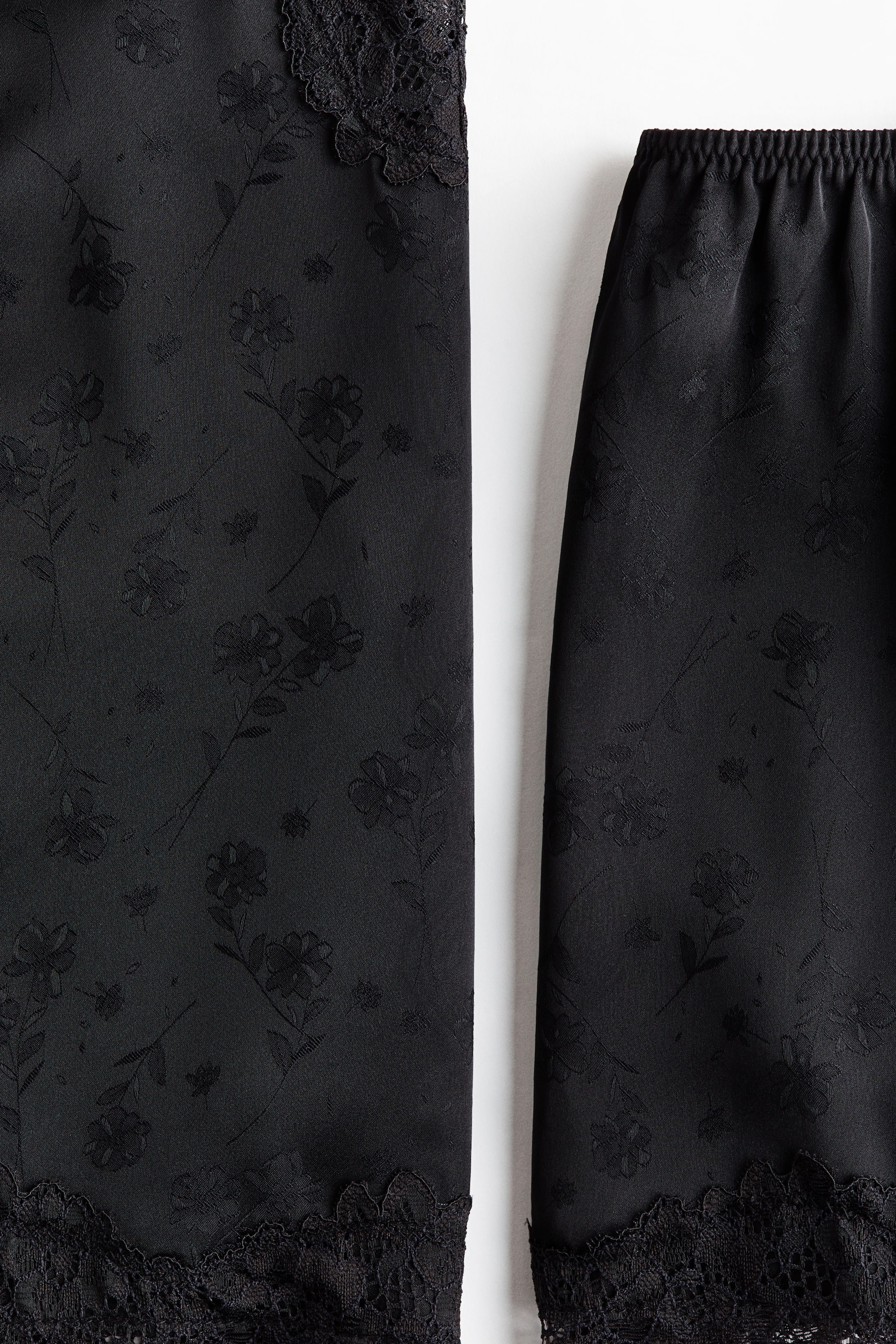 Lace-Trimmed Satin Pajamas