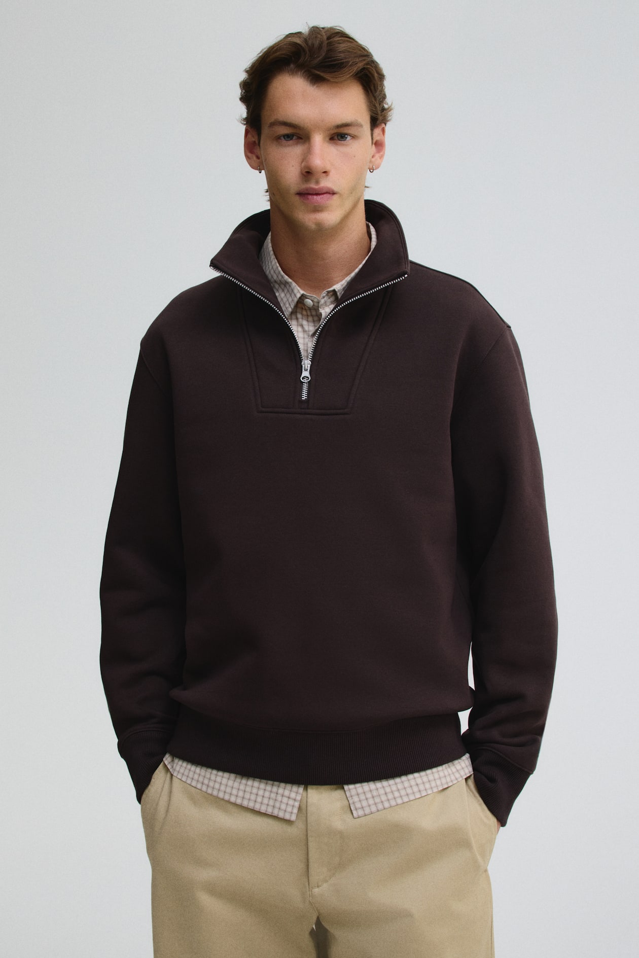 Sudadera Regular Fit con zíper superior Café oscuro Men H&M MX