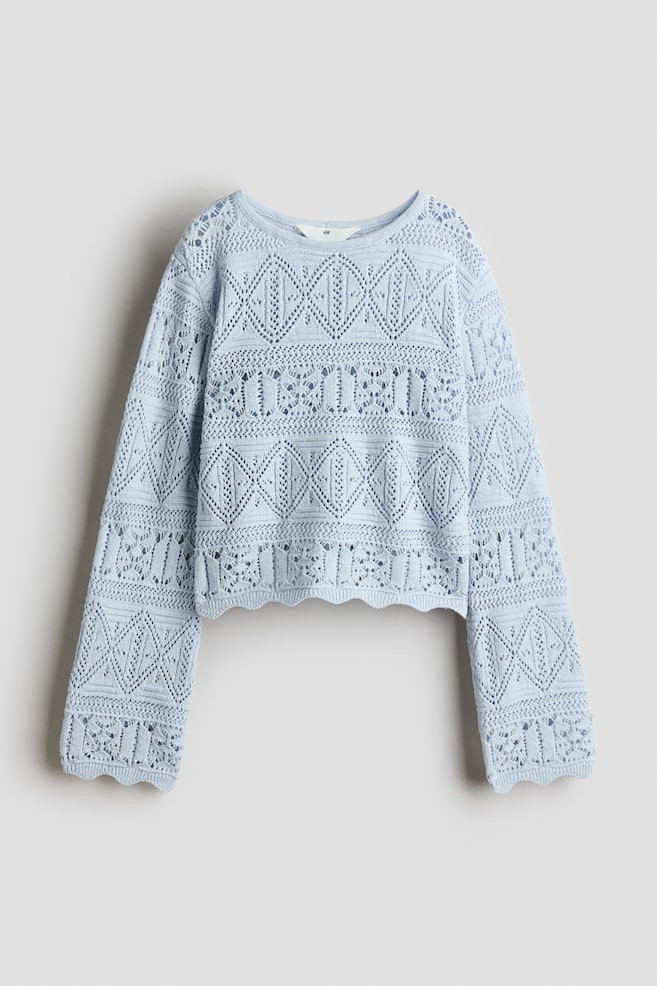 Pullover im Häkellook - Hellblau/Hellrosa/Weiß - 1