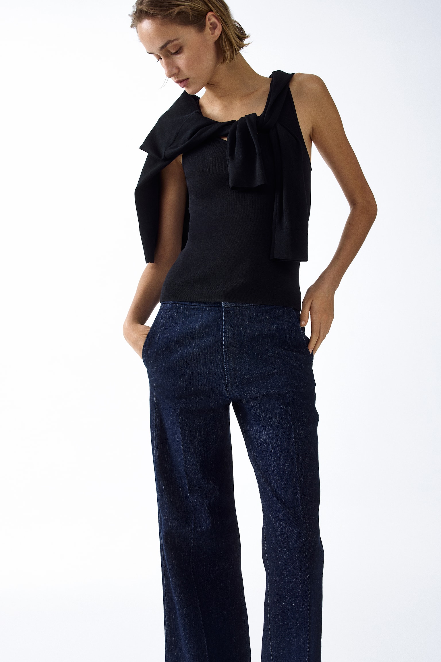 Flared High Jeans - Dark denim blue/Dark brown/Denim blue - 1