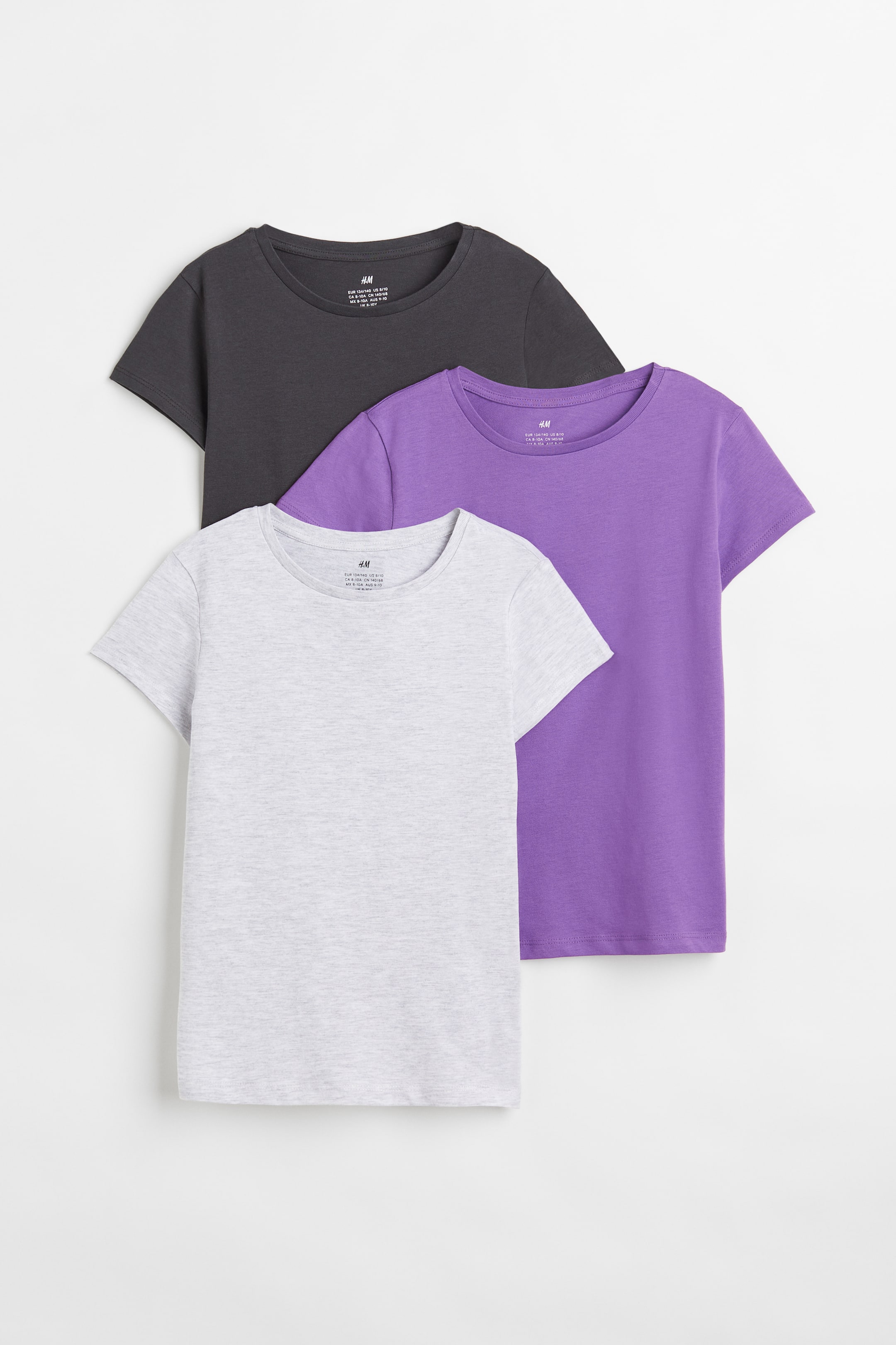 Xem ảnh lớn hơn: Bộ 3 áo thun cotton - Màu tím/Xám - Kids | H&M VN 1